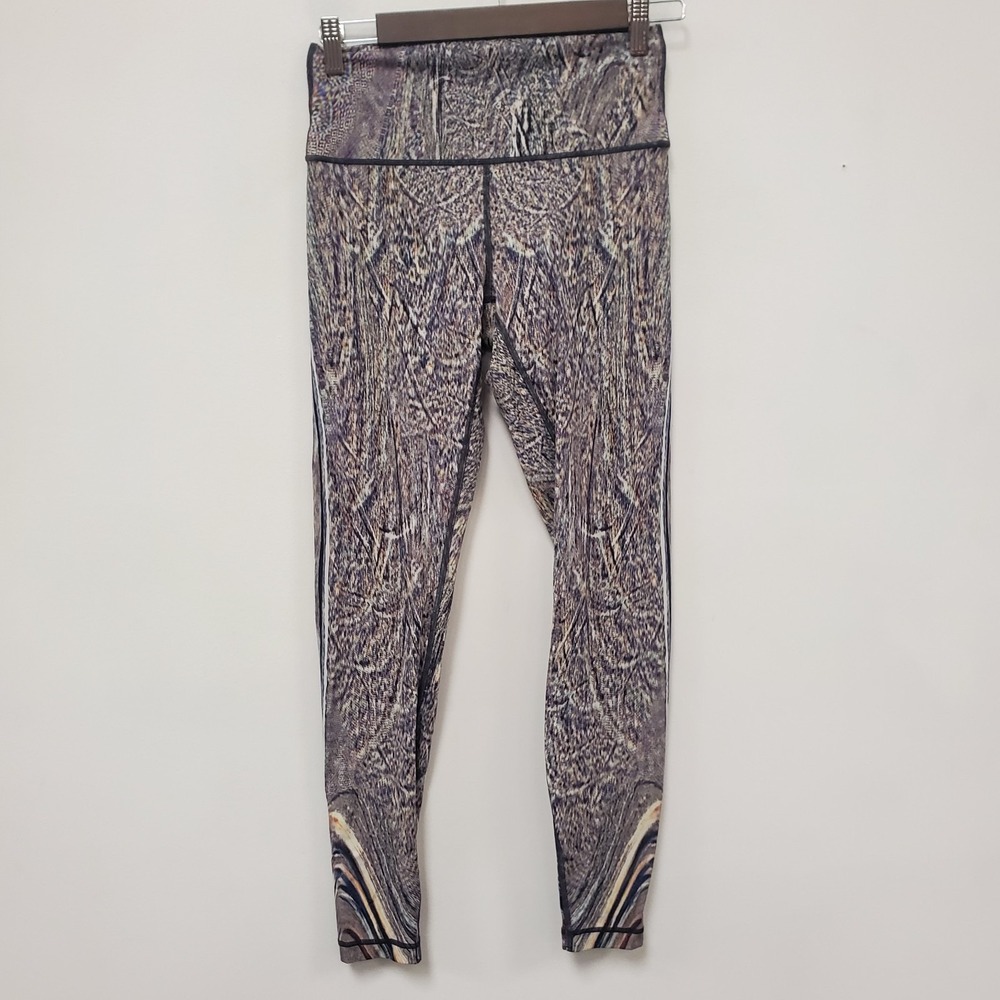 Lululemon Womens Wunder Under High Rise Leggings Size 8 Abstract Mid Rise Sport